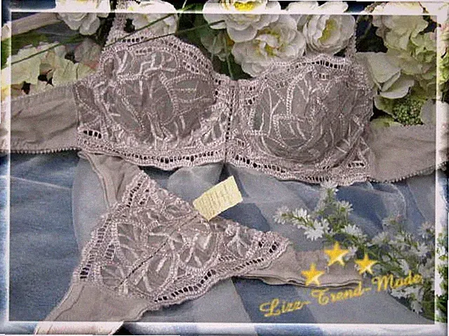 #08 | BH-Set - Spitzen-BH mit String - coffee - beige/haut - Gr. 65 B