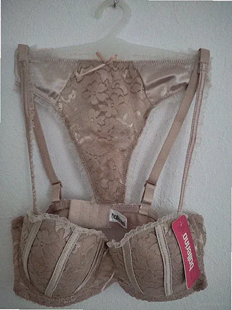 #08 | BH-Set - Spitzen-BH mit String - haut/beige - Gr. 75 B