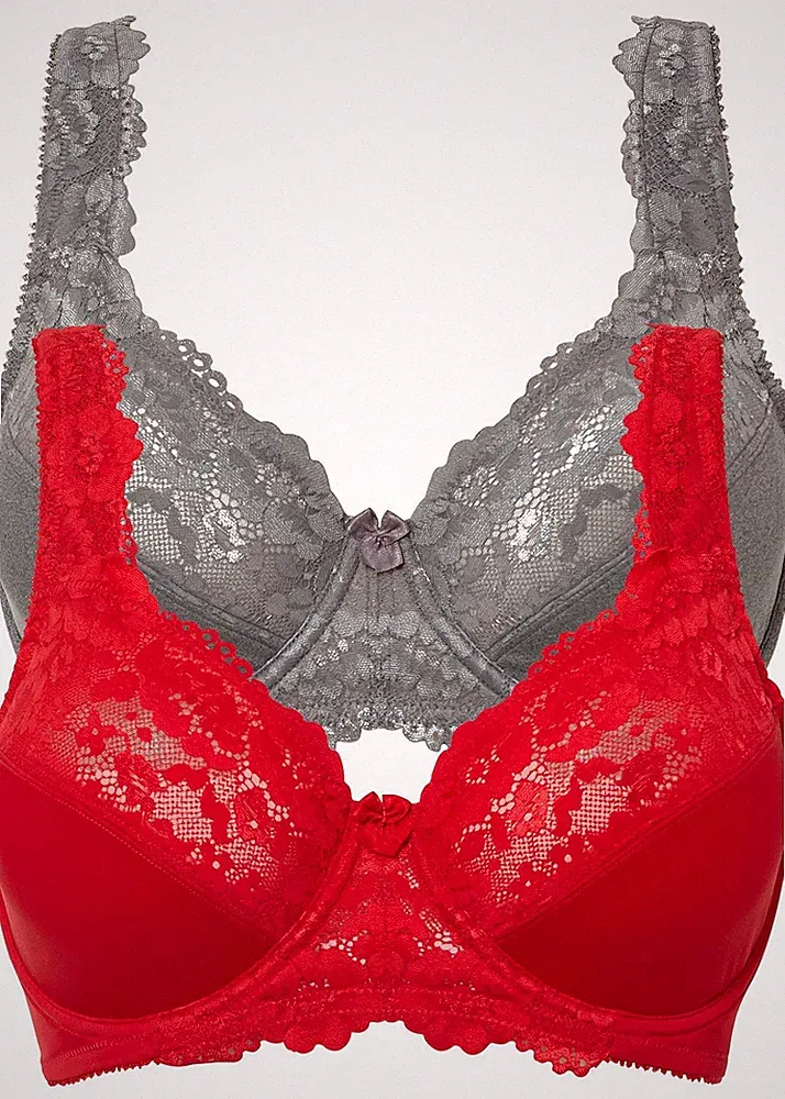 1-tlg Minimizer-BH mit gepolsterten Trägern Gr. 95 Cup D Grau Meliert Neu
