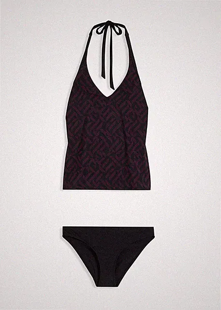1-tlg Tankini-Oberteil Gr. 40 Schwarz Dunkellila Bademode Schwimm-Bade-BH Neu