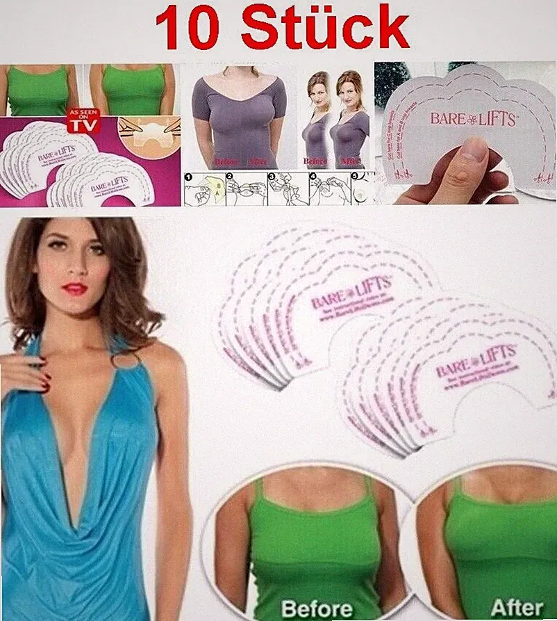 10 Set Brusthebe Pads Klebe-BH unsichtbar selbstklebend Push-Up Cup A-D