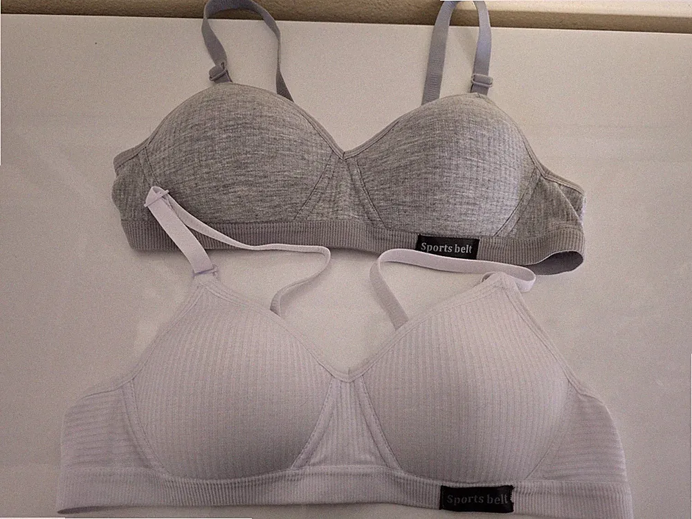 2 bequeme BHs Bustiers in Grau & Weiß, Gr. 36 S Sport BH