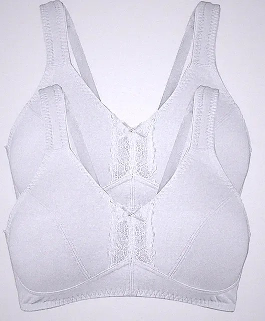 2 BH weiß ohne Bügel Cup C mit Spitze 95% Bio Baumwolle Größe 75 - 105 neu 59399