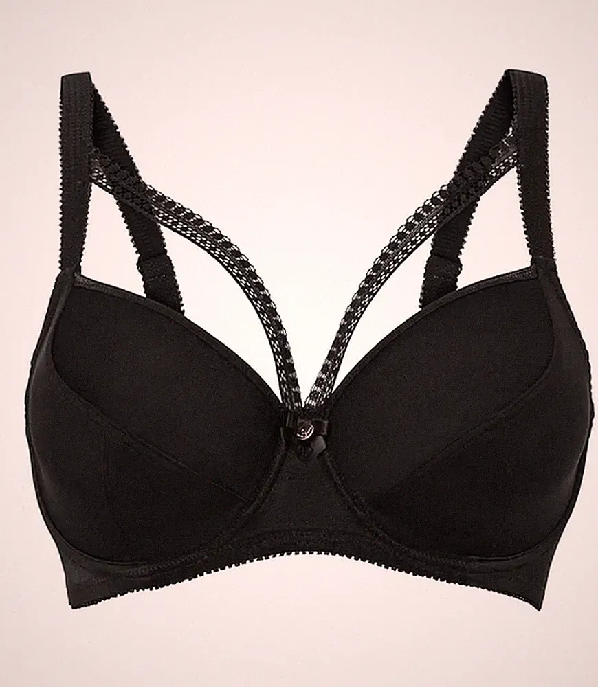 Bügel BH schwarz mit edlem Zierband am Dekollete Cup C Größe 75 - 105 neu 42049