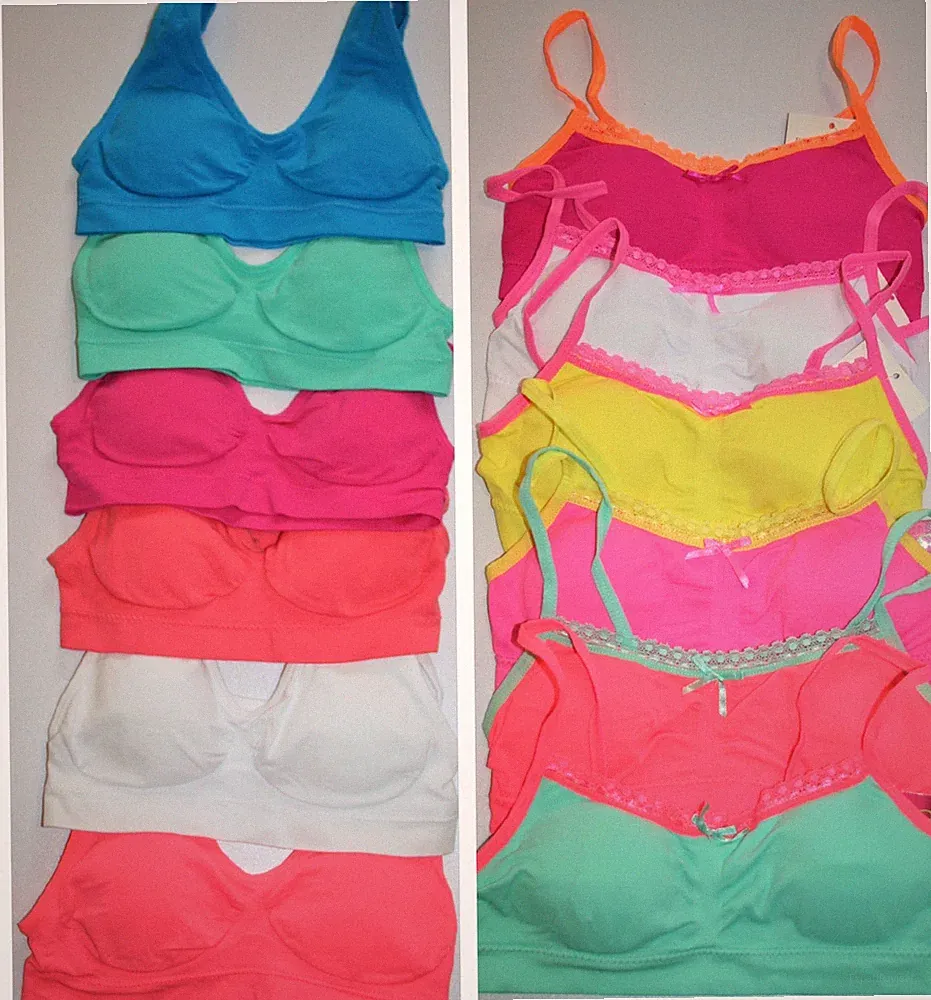 2 Stück Mädchen Bustier Top BH gepolstert Sport BH 2 Modelle Größe 128-158