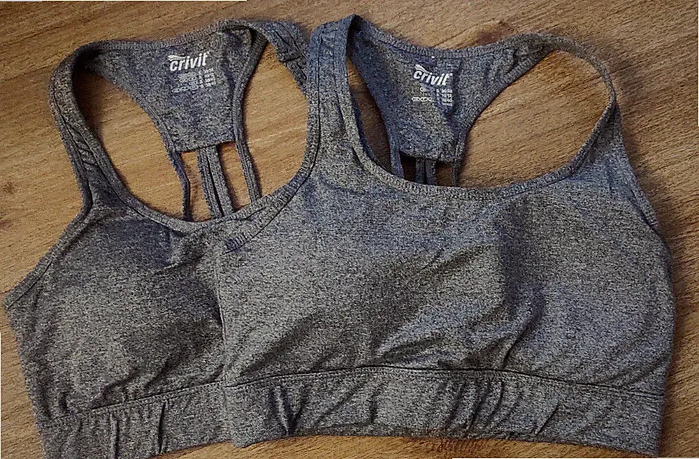 2 Stück Set Sport Bustier BH Fitness mit Polster Crivit grau Gr. S 36 38