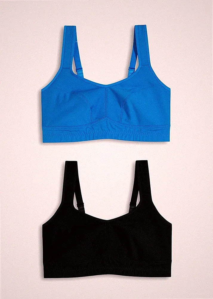 2 Stück Sport-BHs Gr. (105) C Schwarz Blau Damen-Bra Oberteil Neu*