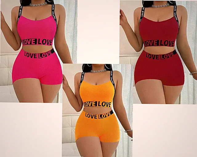2-teiliges Damen Unterwäsche Set Nahtloses LOVE Design mit BH & Slip für Hallowe