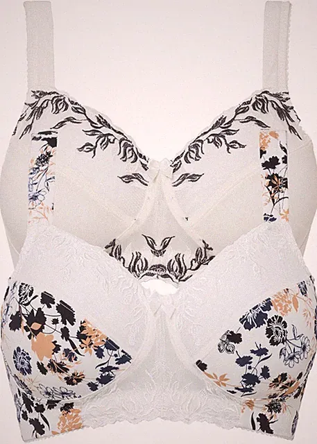 2-tlg Minimizer BH Gr. 75 Cup F Wollweiß Dunkelblau Damen-Unterwasche Neu*