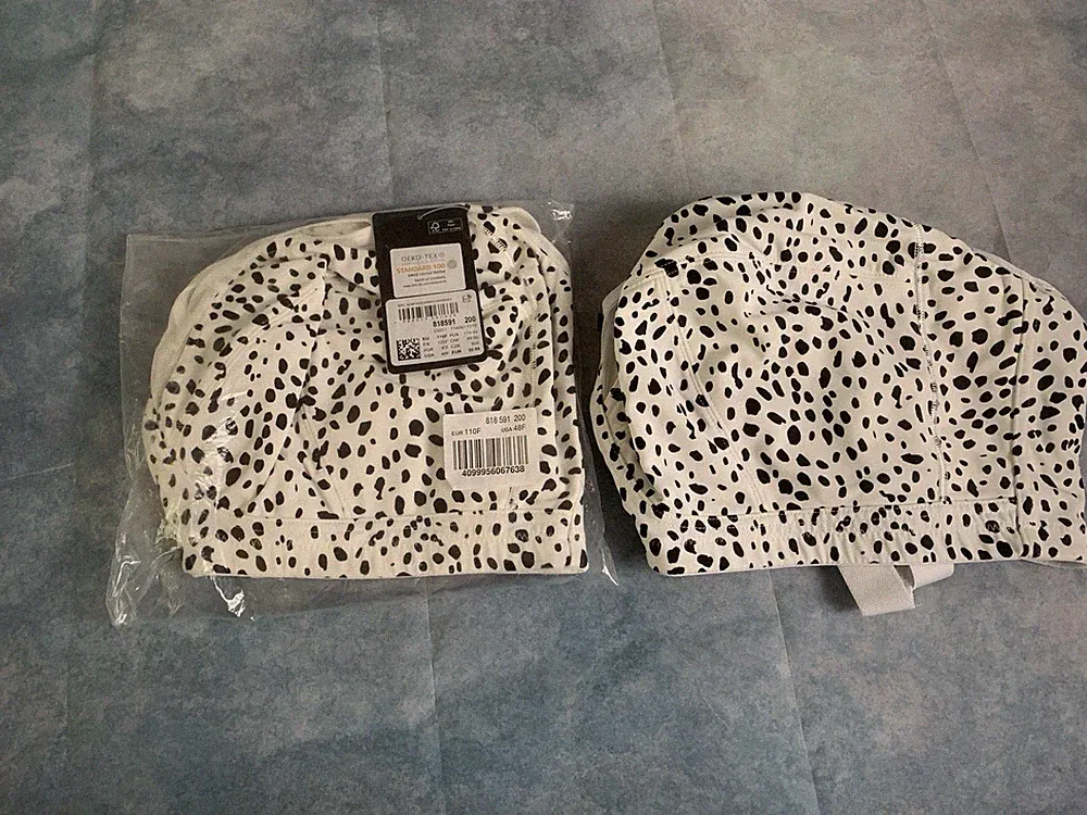 2 Ulla Popken Entlastungs BH‘s Gr 110F Weiß mit schwarzen Punkten neu/gebraucht