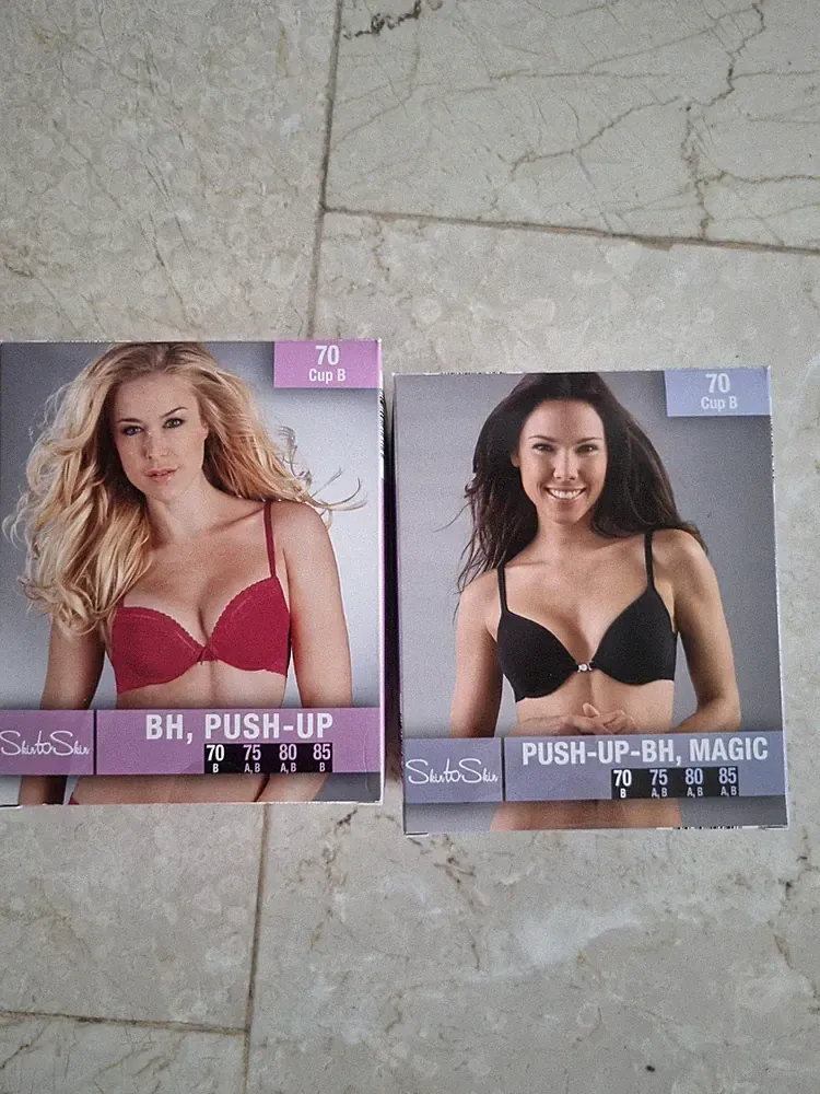 2 X Push Up BH Skin To Skin Mit Bügel Bh Schwarz Rot 70 B
