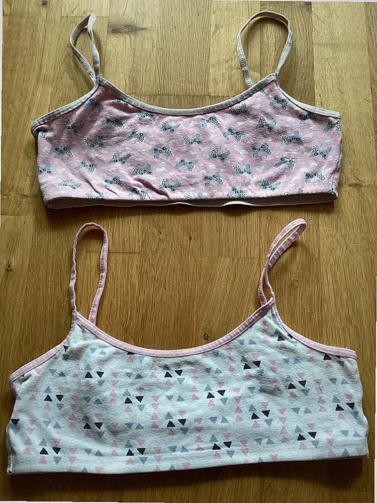 2er Mädchen-/Damen Sport-BH 152 158 XS Bustier, bügellos, Tanktop, Crop Top kurz