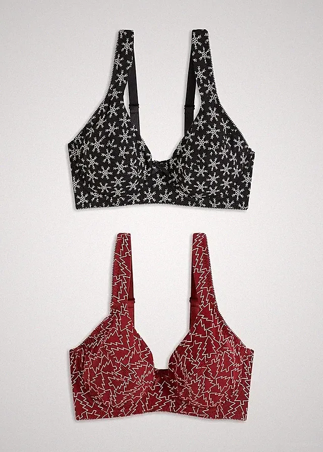 2er-Pack Bügel-BH Bio-Baumwolle Gr. (100) D Schwarz Weiß Rot Bra Unterhemd Neu*