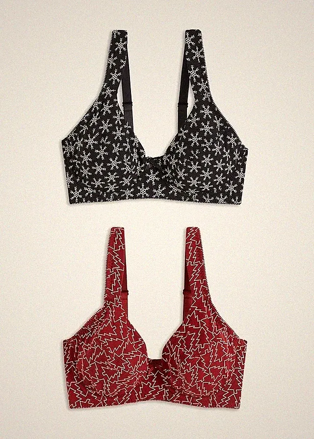2er-Pack Bügel-BH Bio-Baumwolle Gr. 80 Cup D Schwarz Weiß Rot Damen-Bra Neu