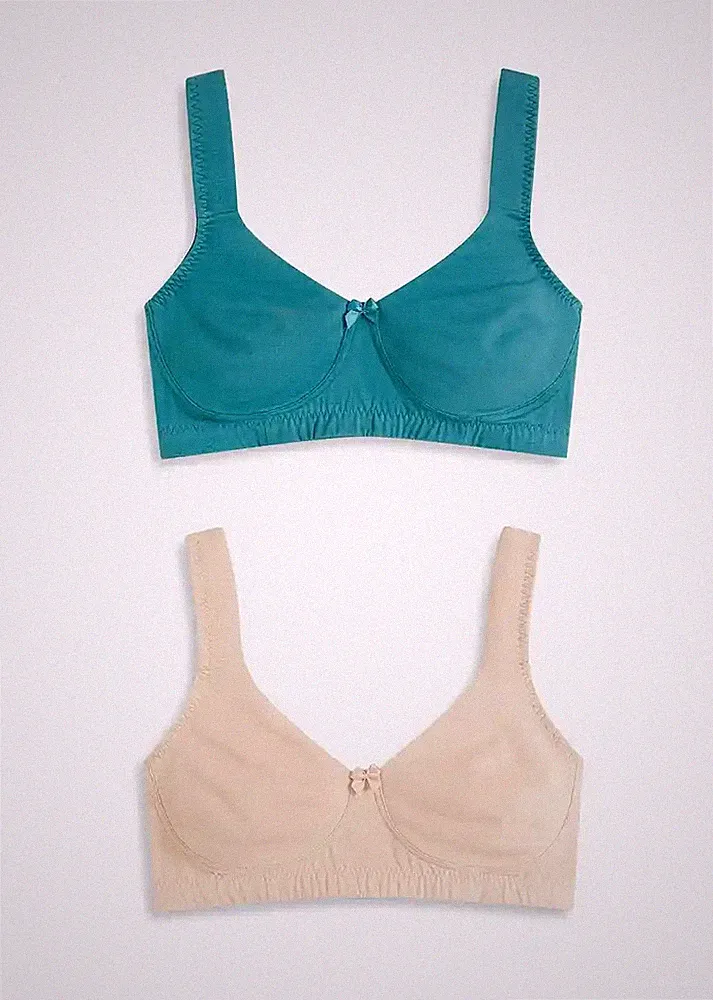 2er Pack Damen Minimizer T-Shirt BH ohne Bügel Gr. 75 E Mattpetrol+Mattbeige Neu