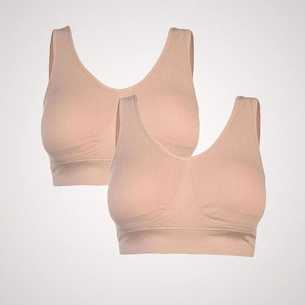 2er Pack Damen weich gepolsterte Sport BHs kabellos nahtlos Vollschale Komfort ohne Bügel