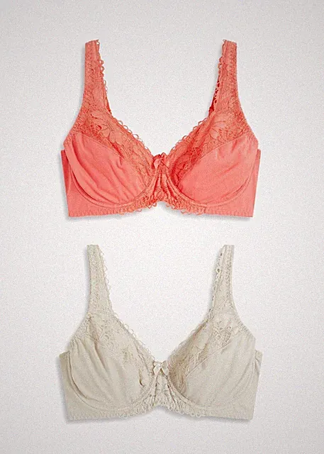 2er Pack Minimizer-BH Gr. (95) F Lachs + Beige Unterwäsche Neu