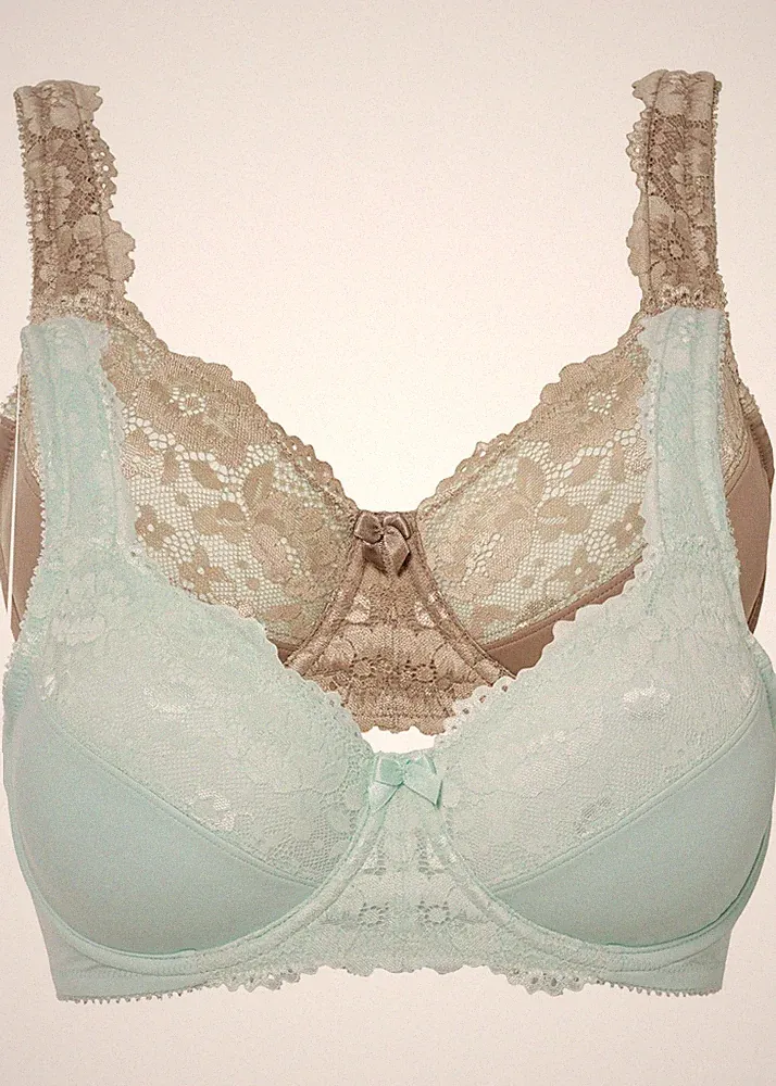 2er Pack Minimizer BH mit Bügel Gr 105 Cup D Pastellmint Graubraun Damen-Bra Neu