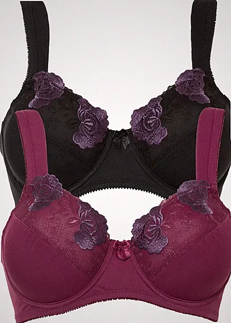 2er Pack Minimizer BH mit Bügel Gr 75 Cup C Beere Schwarz Damen-Unterwasche Neu*