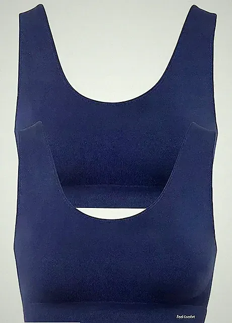2er-Pack nahtlose Feel Comfort-BHs Gr. L Blau Damen-Bra Oberteil Neu*