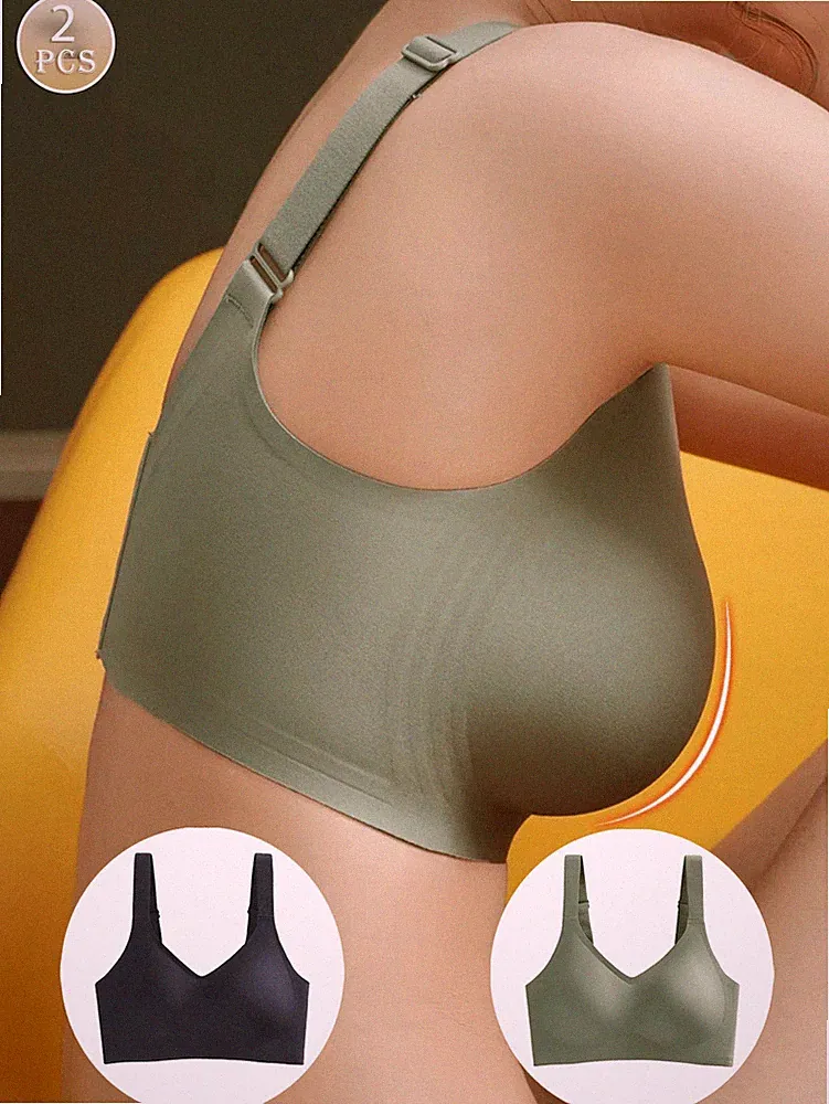 2er Pack nahtlose Sport BHs in großen Größen mit Racerback und Billig24