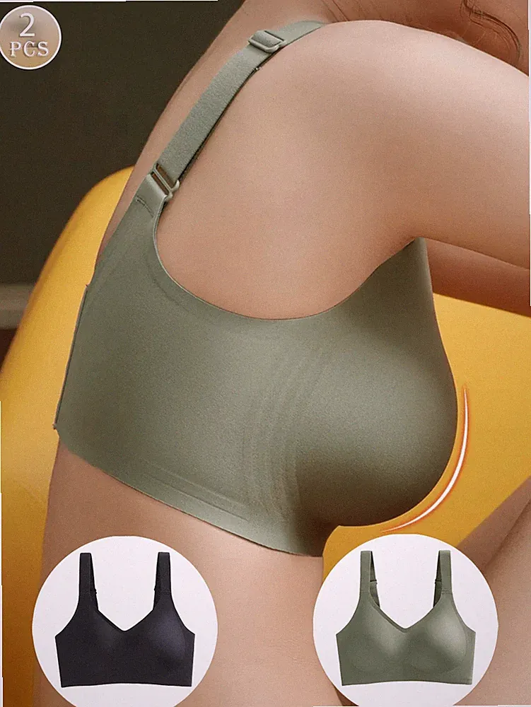 2er Pack nahtlose Sport BHs in großen Größen mit Racerback und Billig24