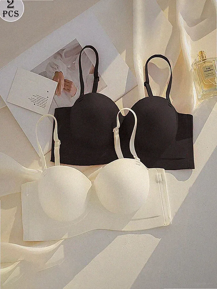 2er Pack nahtloser, rückfreier Push Up BH für perfekten Halt Billig24