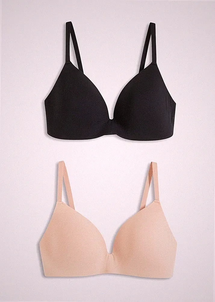 2er Pack Schalen-BH Gr. 70 Cup A Schwarz Beige Damen-Unterwäsche Bra Neu