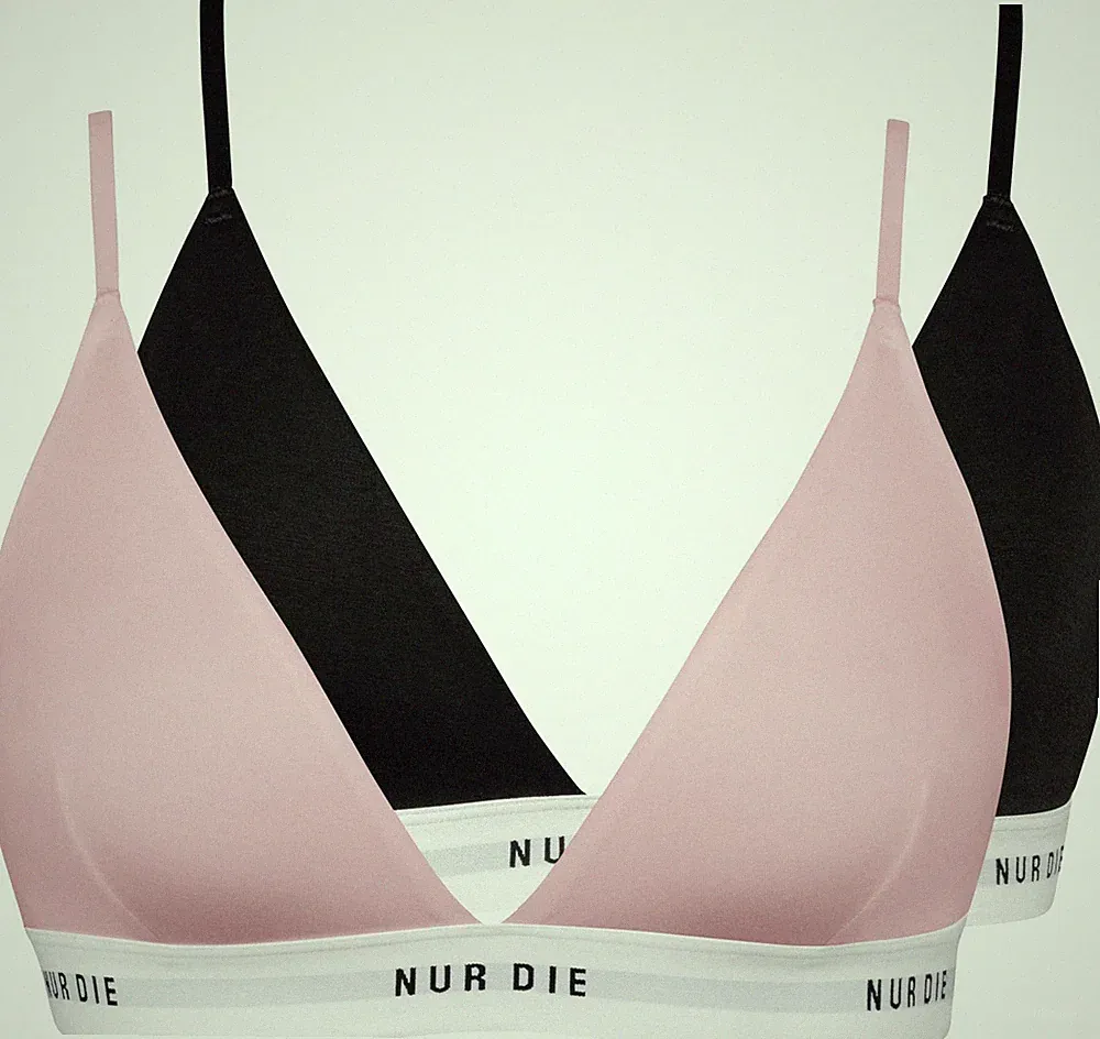 2er Pack Soft BH sportlich ohne Bügel bügelloser BH Triangel Bra Bustier Baum...