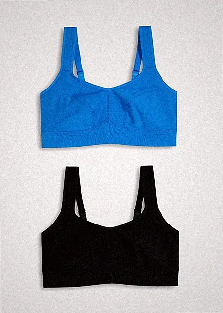 2er Pack Sport-BH Gr. 100 Cup B Schwarz + Blau Damen Unterwäsche Neu