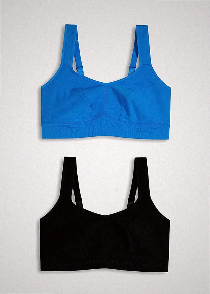 2er Pack Sport-BH Gr. 105 Cup C Schwarz Blau Damen-Unterwäsche Oberteil Neu
