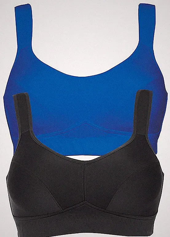 2er Pack Sport-BHs Gr. 105 Cup D Blau Schwarz Unterwäsche Oberteil Neu