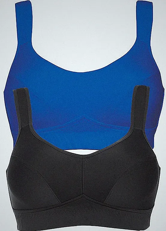 2er Pack Sport-BHs Gr. (90) D Schwarz Blau Unterwäsche Oberteil Neu