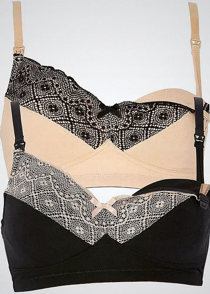 2er-Pack Still-BH Gr. 100 Cup D Schwarz Beige Damen Unterwäsche Oberteil Neu