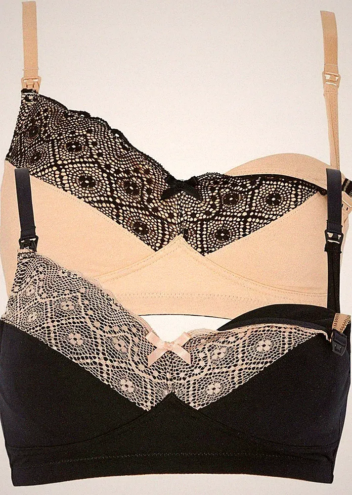2er-Pack Still-BH Gr. 100 Cup E Schwarz Beige Damen Unterwäsche Oberteil Neu