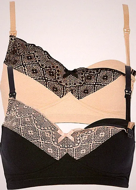 2er-Pack Still-BH Gr. 85 Cup E Schwarz Beige Damen Unterwäsche Oberteil Neu