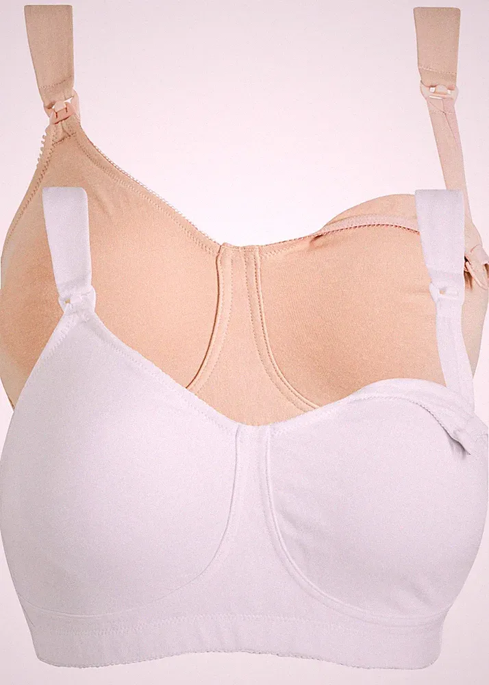 2er Pack Still BH ohne Bügel Gr. 100 Cup E Weiß Mattbeige Damen-Unterwasche Neu*