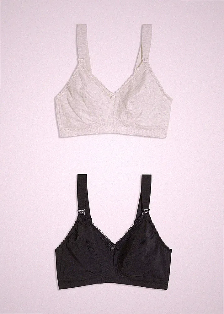 2er Pack Still BH ohne Bügel Gr. (105) D Schwarz Grau Damen-Bra Oberteil Neu*