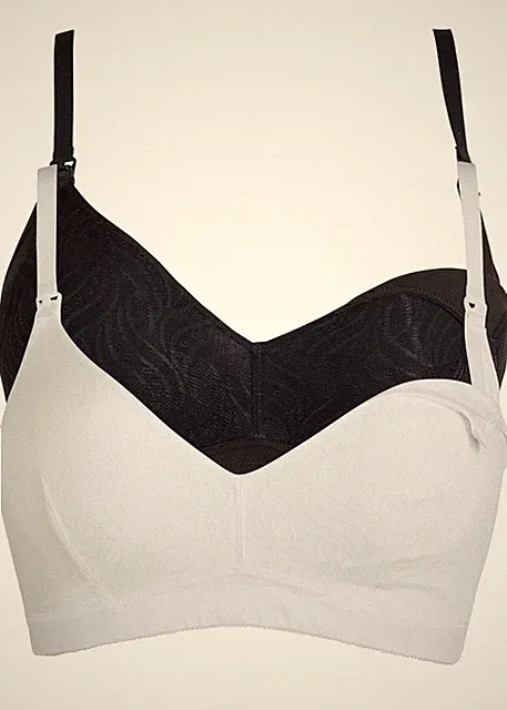 2er Pack Still-BH ohne Bügel Gr. 36/38 Schwarz + Weiß Damen-Bra Oberteil Neu*