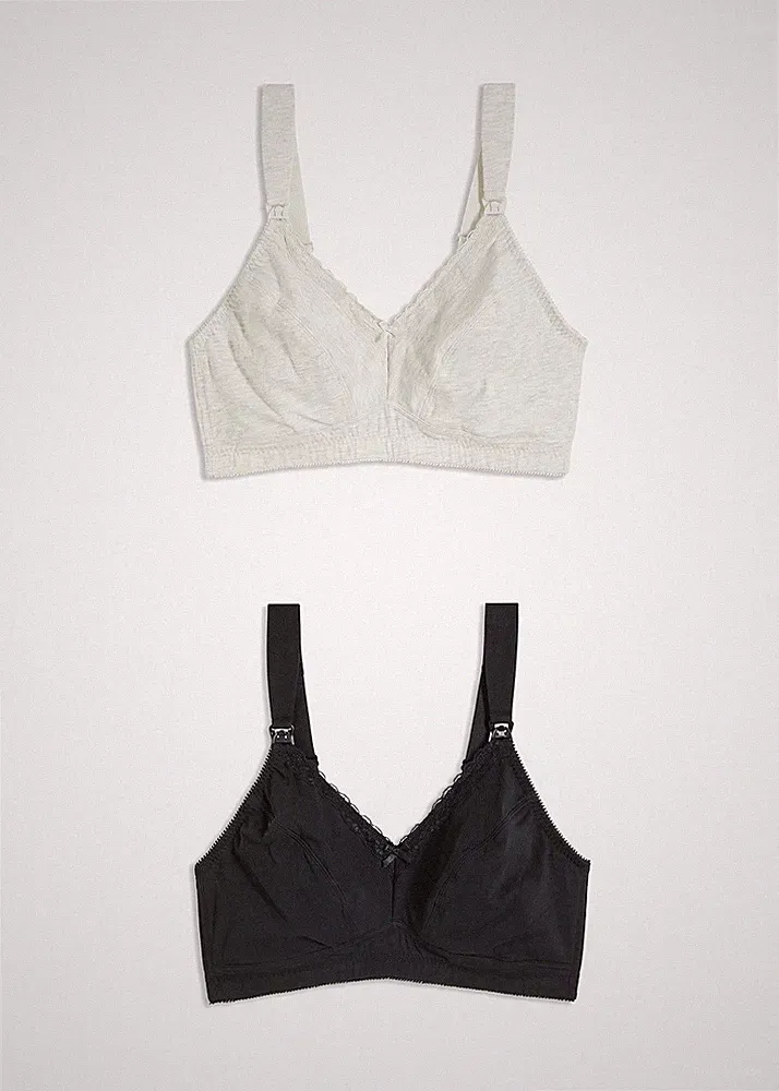 2er Pack Still BH ohne Bügel Gr. (80) D Schwarz Grau Damen-Bra Oberteil Neu*