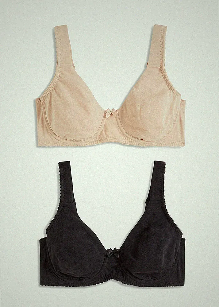 2er Pack T-Shirt-BH Gr. (105) D Schwarz Beige Damen-Bra Oberteil Neu*