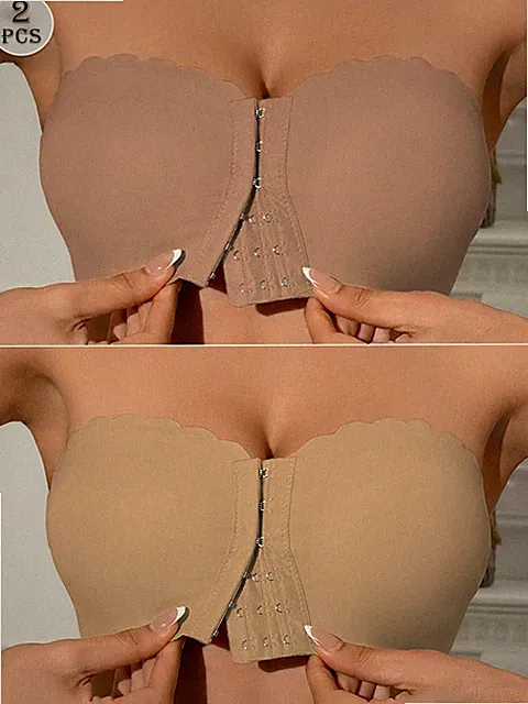 2er Set Bandeau BHs mit Frontverschluss Bequeme und feminine Wäsche für Billig24