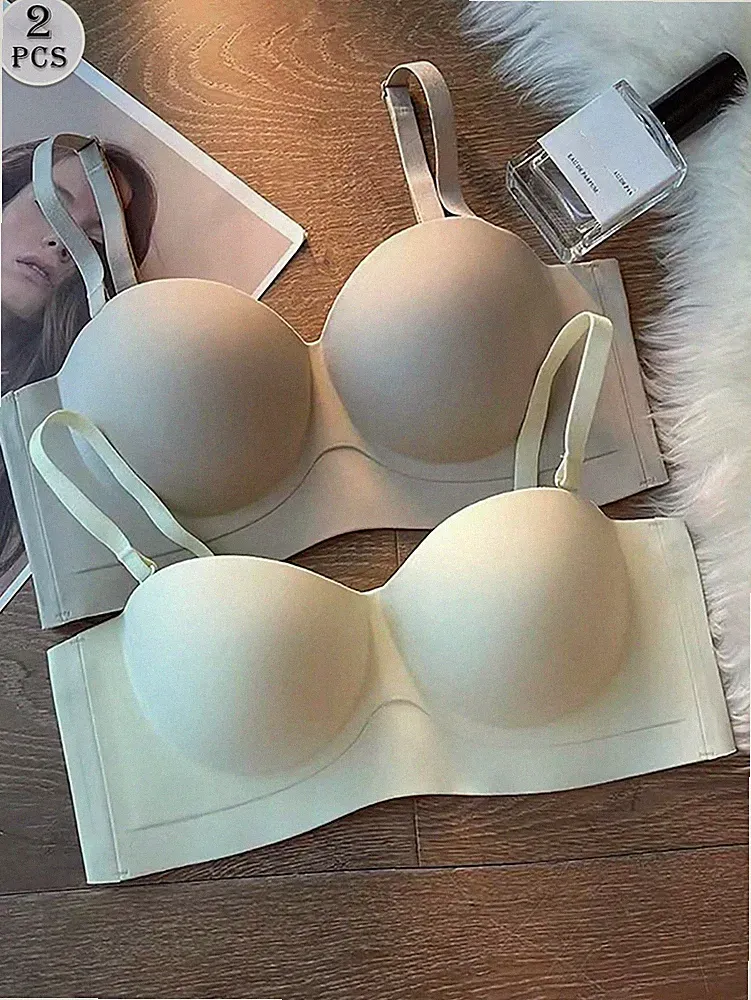 2er Set Drahtloser Nahtloser BH mit Abnehmbaren Trägern Bequeme Billig24