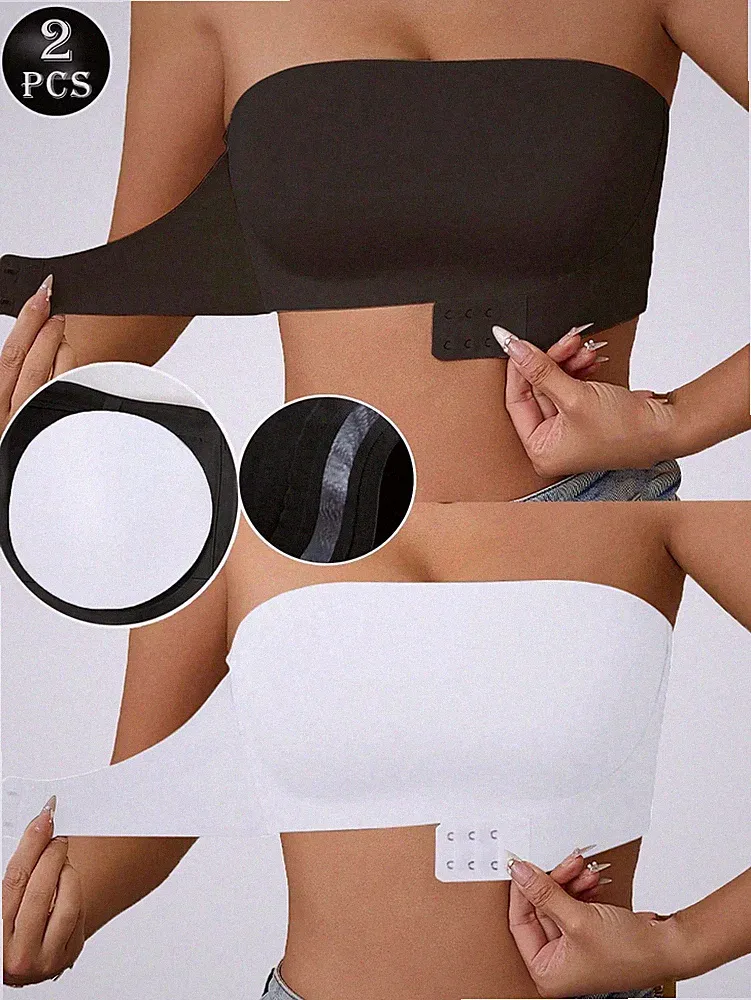 2er Set trägerlose BHs Nahtlose Push Up Bandeau Tops für jeden Anlass Billig24
