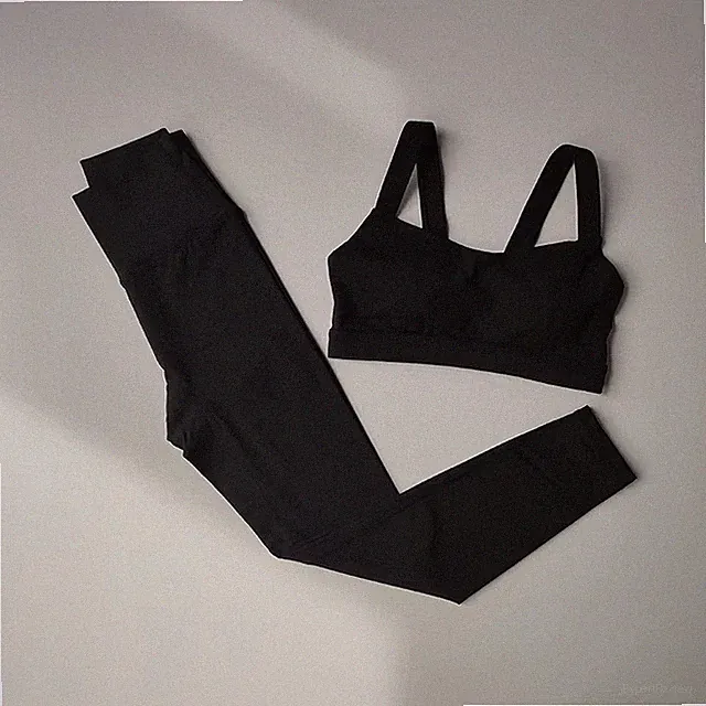 2pcs Sport Bh Hoher Bund Leggings Hose Schnell Trockner Yoga Training Aktiv Wear