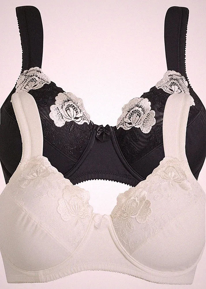 2tlg Minimizer BH mit Bügel Gr 100 Cup C Schwarz+Wollweiß Unterwäsche B-Ware NEU