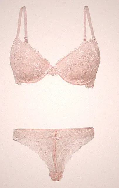 2x BH 2x String Schalen BH Cup E String Spitze pastell rosa Gr 70 - 100 neu 1446