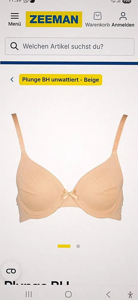 2x BH 85C Beige BÜGEL ohne Polster T-Shirt-BH Zeemann