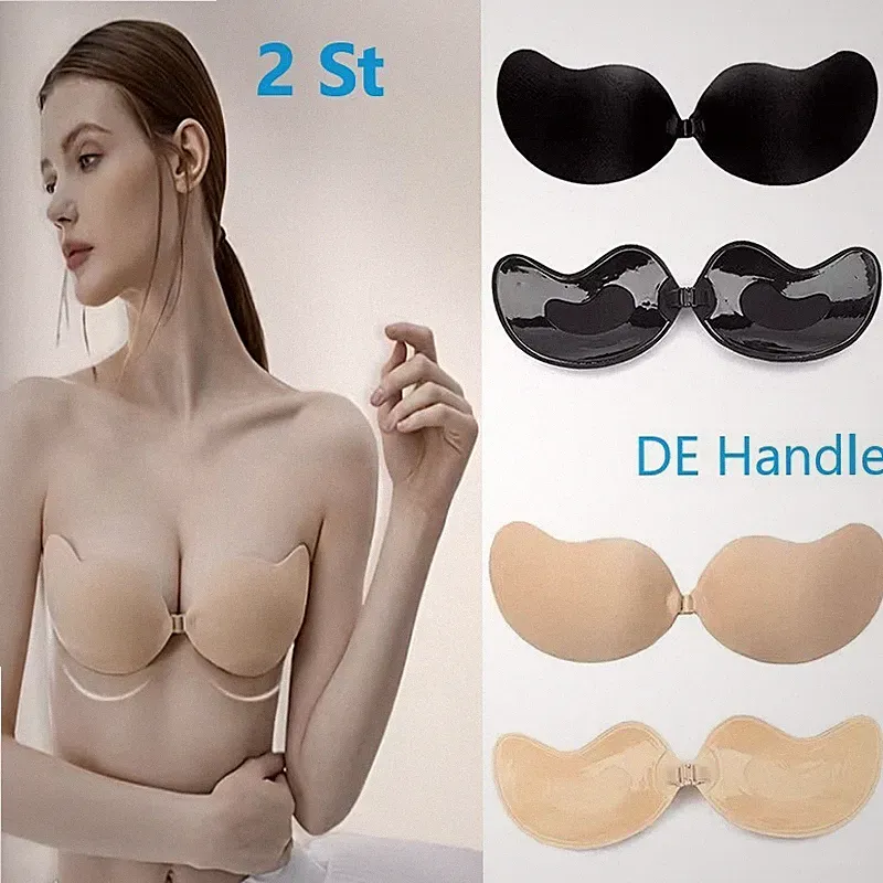 2x Silikon BH -Klebe BH Push-up / rückenfrei / trägerlos & Selbstklebend A-D Neu
