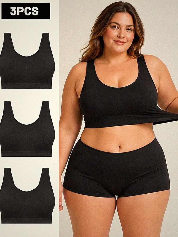 3 Stück Damen BH Schlaf-BHS Bequem Sport BH Bustier Tops Bügelloser Still BH